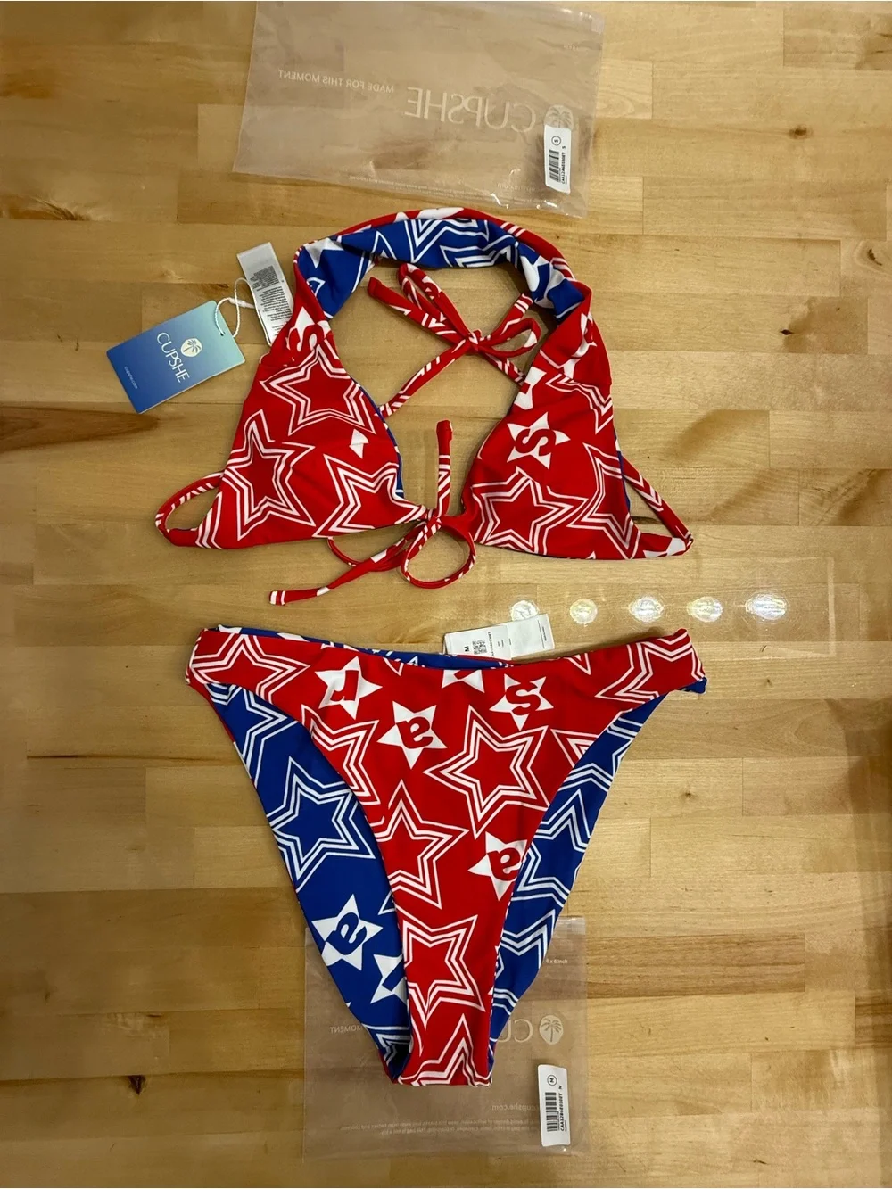 Cupshe Red, White and Blue Reversible Bikini NEW - Picture 6 of 10